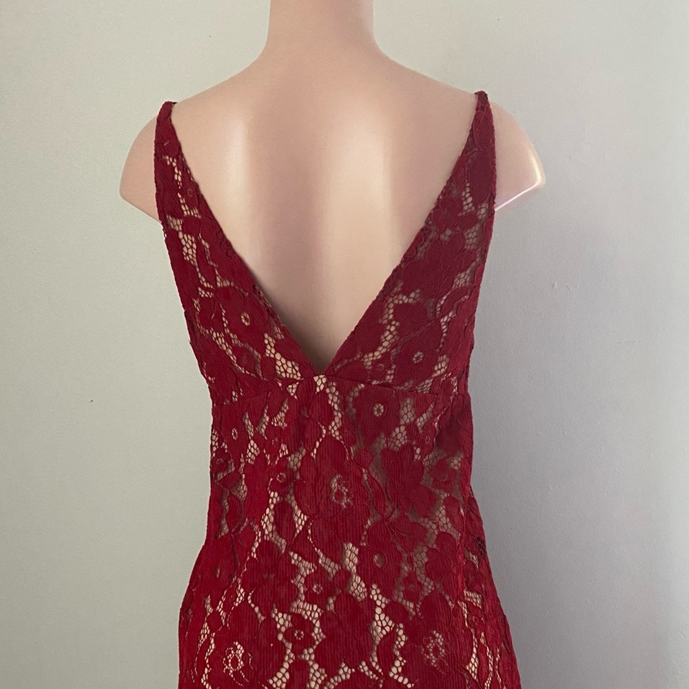 Free People Dangerous Love Mini Dress Lace Overlay Red Size 4 - Picture 7 of 11